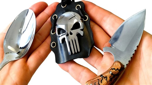 Creative DIY: Mini Knife with Original Skull Cover Spoon Perfect for Survival Skills