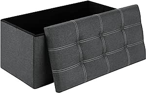 Modern Grey Storage Ottoman Cube, 30x15x15 inches, Fabric Top, Engineered Wood Frame, Box Base, 8.86 lbs, 225 Cubic Inches Storage Volume