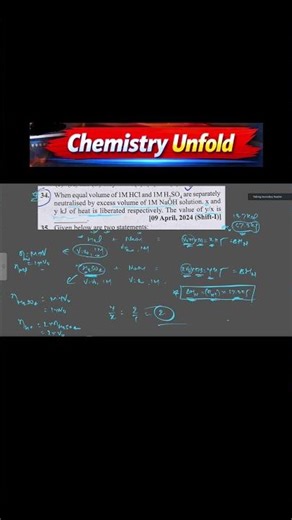 PYQ of JEE Mains Analysis of Enthalpy of neutralisation #education #jee #jeemains #jeebatch