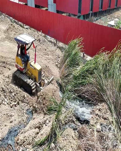 Mini Bulldozer and 5-Ton Dump Trucks Leveling a Small Plot in the Village | Excavator Bulldozer