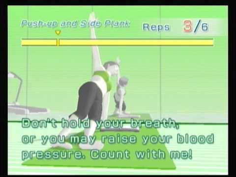 Wii Fit Plus Strength Training Part 1: Single Leg Extension, Push-up and Side Plank