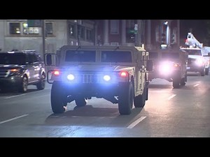 Mass. National Guard, military vehicles guarding streets of downtown Boston