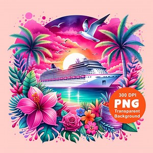 Pink Cruise Ship PNG Cruisin Png Tropical Family Cruise Honeymoon Girls Trip Vacation Shirt Sublimation Design Clipart Digital Download - Etsy