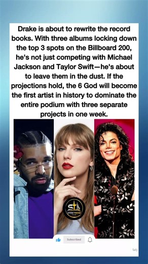 Drake BODY Michael Jackson & Taylor Swift 3 Albums, Top 3 Billboard! #drake #michaeljackson