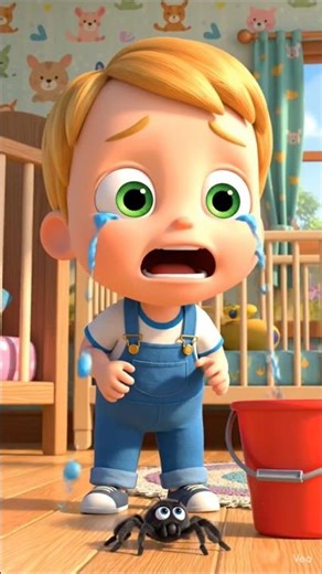 Baby Cries Hard At Spider | Grabs Red Bucket To Catch | Finally Traps The Bug | #shorts