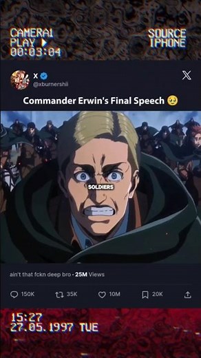 Commander Erwin’s Final Speech 🔥 | One of the Greatest Speeches in Anime History