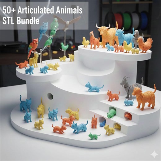 50  Articulated Animals STL Bundle Flexi Print in Place Animal Models 3D Printing Files Moving Joint Toys 3D Flexible Articulated Animals - Etsy