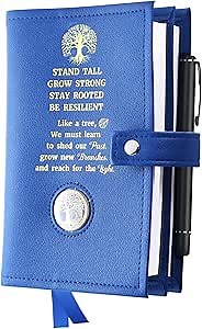 LParkin Double AA Big Book Cover with Coin Holder, PU Leather AA Book Covers for Hardcover, Fits Big Book and 12 Steps & 12 Traditions, Premium Design Like a Tree Cover