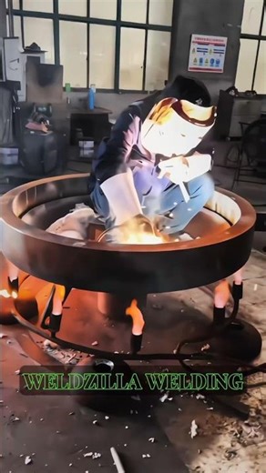 🔥 Welder Inside Burning Ring "Most Dangerous Welding Job Ever! | Weldzilla Welding" #Welding #SMAW