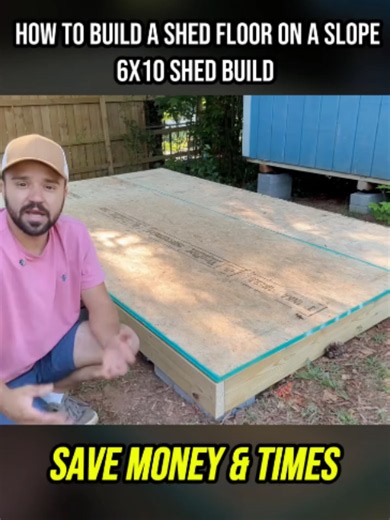 How to Build a Shed Floor on a Slope | 6x10 Shed Build 1/2 #Shed #DIY #Build #Woodworking #Construction #Workshop #Floor #Cabin #fyp