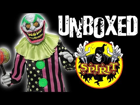 SPIRIT HALLOWEEN ANIMATRONIC WACKY MOLE EVIL CLOWN UNBOX AND SET UP