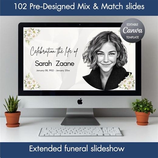 Floral Memorial Video Template, Funeral Slideshow Powerpoint, Simple Tribute Presentation, Remembrance Photo Slides - Etsy