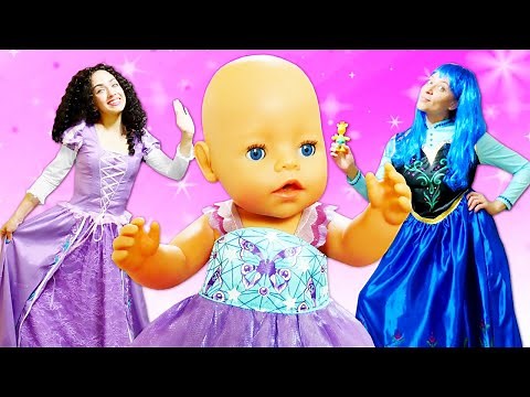 Disney Princesses and a Baby Doll at the Giant Princess Castle