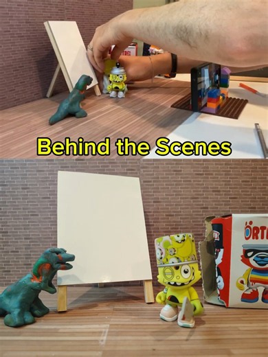 Behind the Scenes Spray Paint Dinosaur Art ‎⁨‪@superplastic_‬ Stop Motion Unboxing