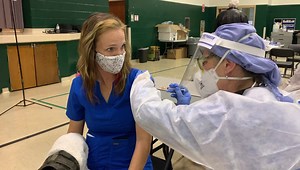 9.6K views · 150 reactions | A nurse receives the COVID-19 Moderna vaccine today. More and more people will qualify for the vaccine, but please wait your turn. If you need a COVID-19 test, visit covidtesting.tarrantcounty.com. | Tarrant County Public Health | Facebook