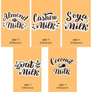 Set di latte vegano di design del pacchetto per mandorla, anacardi,...