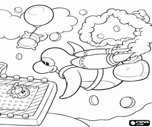 A penguin with a jet pack coloring page printable game