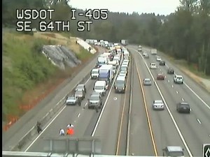 Traffic on part of Interstate 405 came to a complete halt Monday morning as a family of fowl tried to make a waddle for it across the freeway. Story>> kiro.tv/3RVMIE7 | KIRO 7 News
