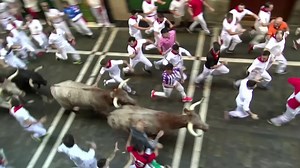 496K views · 1.3K reactions | Sporting white clothing with red neckerchiefs, hundreds of runners were chased through the narrow city-center streets by steers and specially-bred fighting bulls to Pamplona's bullring, where the 800 meter course ends | Reuters | Facebook