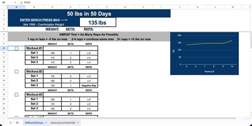 50 lb en 50 jours - Programme de musculation - Fiche Google - Etsy France