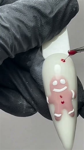 Cute Gingerbread Man Christmas Nail Art🌲💫#short#shorts#tiktok#ChristmasNails #GingerbreadNails