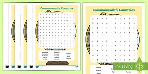 Commonwealth Countries Word Search
