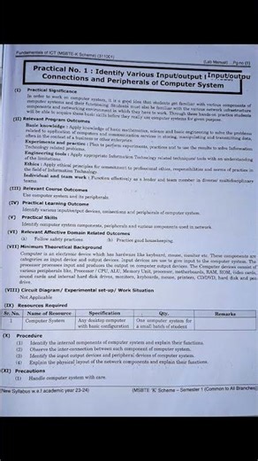 Diploma- Computer Science- FY- Fundamentals ICT - Mannual Answers - Practical No.1 #shorts #diploma