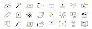 Download Video edition doodle icons vector elements set for free