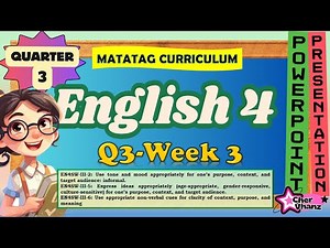 English 4 Quarter 3 Week 3- Tone & mood for narrative’s purpose,context,&audience MATATAG PowerPoint