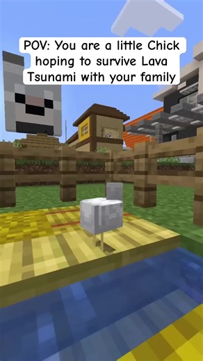 Minecraft Lava Tsunami Survival | Little Chick's Mission