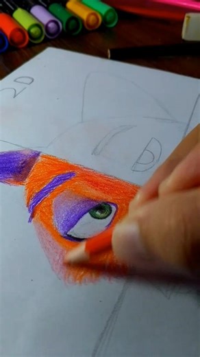 Drawing Nick Wilde in 4 different styles🤩✨pt 1 #shorts #youtubeshorts