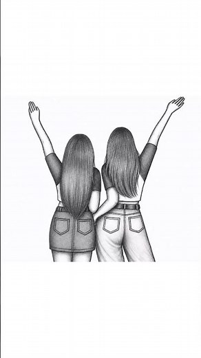Best Friend Girl Drawing Easy|Cute Best Friend Girl Drawing #shorts #shortsfeed #bestfrienddrawing