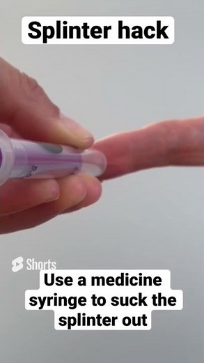 Remove a splinter with a kids medicine syringe. #splinter #firstaid #shorts