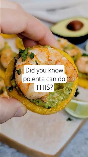 how is polenta THIS good?!?....... Shrimp Polenta Bites make the BEST easy appetizer #appetizers