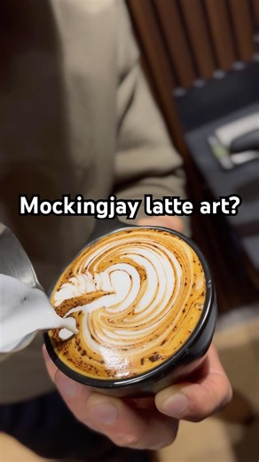 Mockingjay latte art? 😅 #mockingjay #latteart #coffee #barista #coffeelover #latte #art #espresso