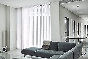 Amazon.com: Murk Hazie Fabric Sheer Vertical Blinds Illusion Art Light Control Blackout Remote Control Cloth Shades for Windows and Patio Sliding Doors, White(Width:101"-200") : Everything Else