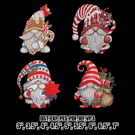 Christmas Gnome Embroidery Designs | Holiday Machine Embroidery (PDF) - Etsy