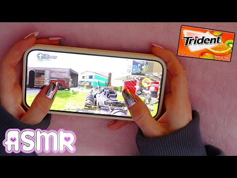 ASMR Playing Call of Duty Mobile on iPhone + gum chewing and whispering 🍀🎧