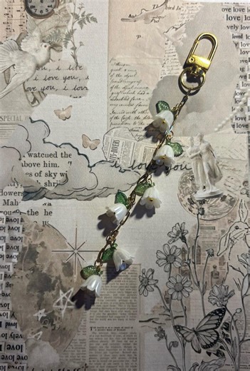 Handmade Lily of the Valley Charm Chain – Delicate Floral Bag Charm – Cottagecore Dangle Keychain - Etsy