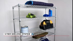 Seville Classics UltraDurable Heavy Duty NSF Solid Steel Wire Rack Storage Unit, Organizer for Garage, Warehouse, Office, Restaurant, Classroom, Kitchen, Black, 5-Tier Shelving, 36" W x 18" D