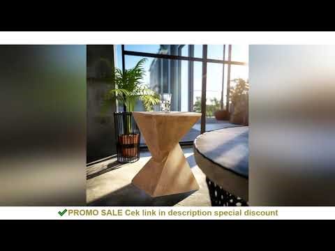 Lightweight Concrete Accent Table,Modern Geometry Side Table for Indoor and Outdoor,Small Bedside En