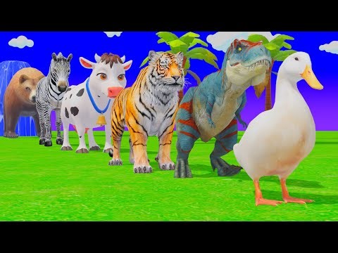 Long Slide Game with Tigers Lion Cow Hippopotamus Gorilla 3d Animal Game Funny 3d Animals