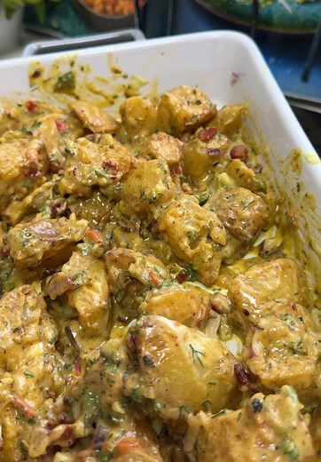Creamy Potato Salad Recipe with Lemon Pepper Curry Dressing