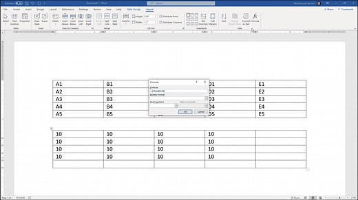 Insert Table Formulas in Word - Instructions and Video Lesson