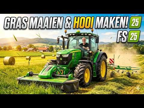 Farming Simulator 25. Survival 4x map. Hardmode. Deel 9. Van gras tot hooi. Het proces