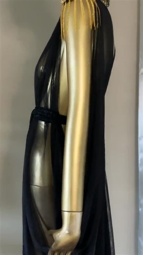 Goddess Gown in Black Trans Velvet With Black Chiffon Accent Layer, Rhinestone Appliqués - Etsy