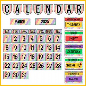 Printable Bright Classroom Calendar Labels, Number Cards, Banners, Labels