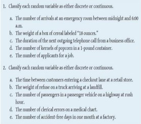 Classify each random variable as either discrete or continuous.... | Filo