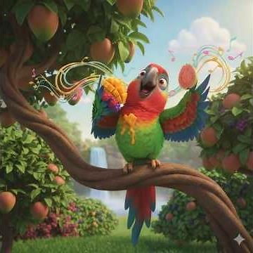 Cutest Parrot Poem 🦜✨ Kids Rhyme Animation | Green Parrot Song