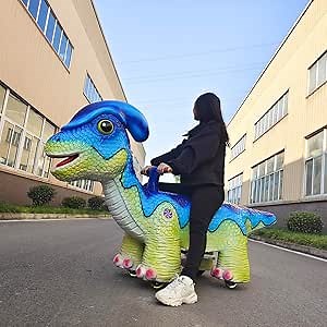 Amusement Car Electric Ride On Dino Car, Amusement Park Interactive Dinosaur Rides with Movements and Sounds